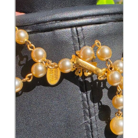 Miriam Haskell 8 Tiered Crystal Gold Pearl Runway Showroom Statement Necklace - Picture 5 of 16